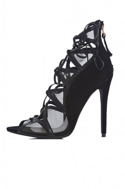 Mesh Lace Up Heels