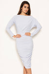 Ice Blue Off Shoulder Ruched Dress