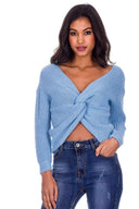 Ice Blue Reversible Twist Knot Jumper