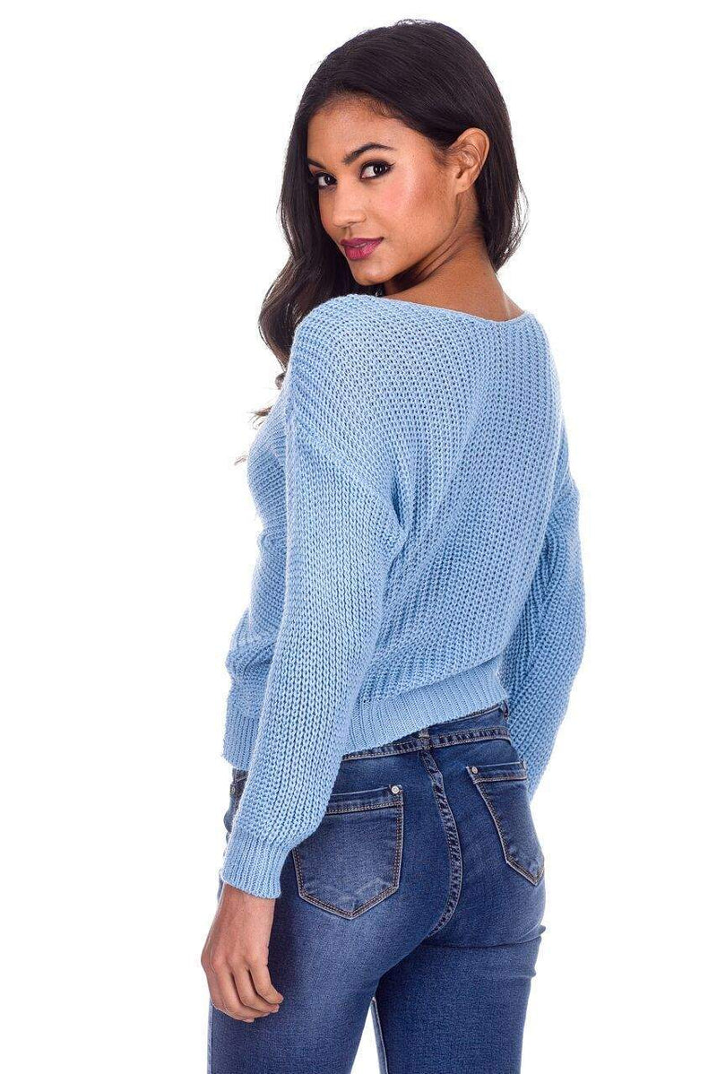 Ice Blue Reversible Twist Knot Jumper