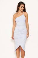 Ice Blue Single Strap Ruched Split Dress