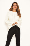 Ivory Cable Knitted High Neck Jumper