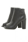 Peep Toe PU Ankle Boots