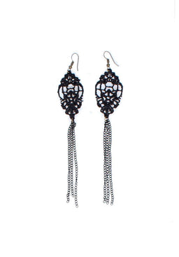 Black Crochet Tassel Earrings