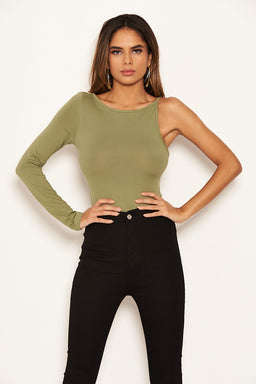 Khaki One Sleeve Bodysuit