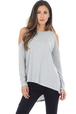 Grey Cold Shoulder Jumper