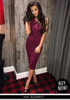 Plum One Shoulder Sequin Embroidered Bodycon