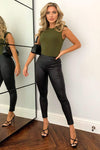 Khaki Basic Padded Shoulder Bodysuit