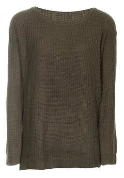 Khaki Cable Knit Ladder Back Jumper