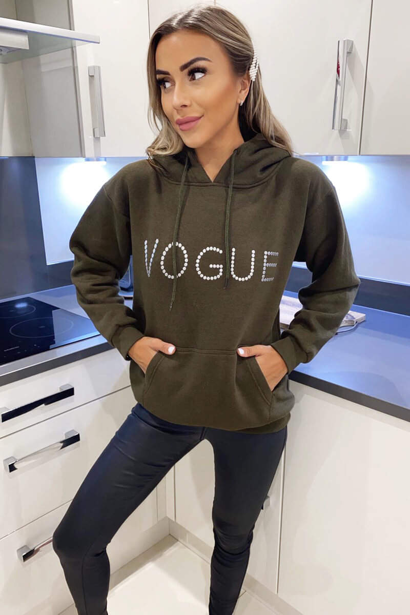 Khaki Metallic Vogue Oversized Hoodie