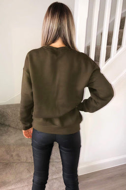 Khaki Skull Printed Sweatshirt