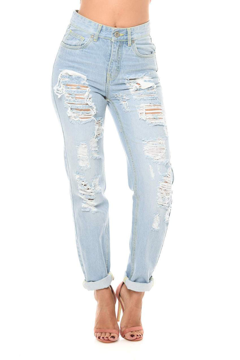 Light Blue Ripped Loose Jeans