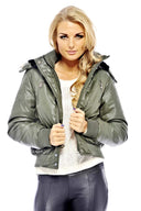 Split Zip Fur Hooded Bomber Coat