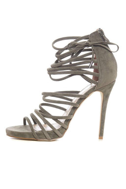 Multi Strap Faux Suede Heels