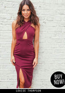 Plum Cross Front Midi Dress