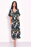 Leaf Printed Frill Detail Wrap Front Jumpsuit