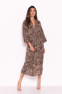 Leopard Print Elasticated Waist Midi Wrap Dress