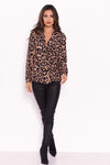 Leopard Print Tie Waist Wrap Top