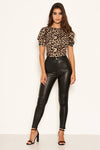 Leopard Print Puff Sleeve Bodysuit