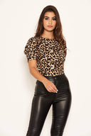 Leopard Print Puff Sleeve Bodysuit