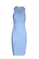 Light Blue Crochet Bodycon Dress