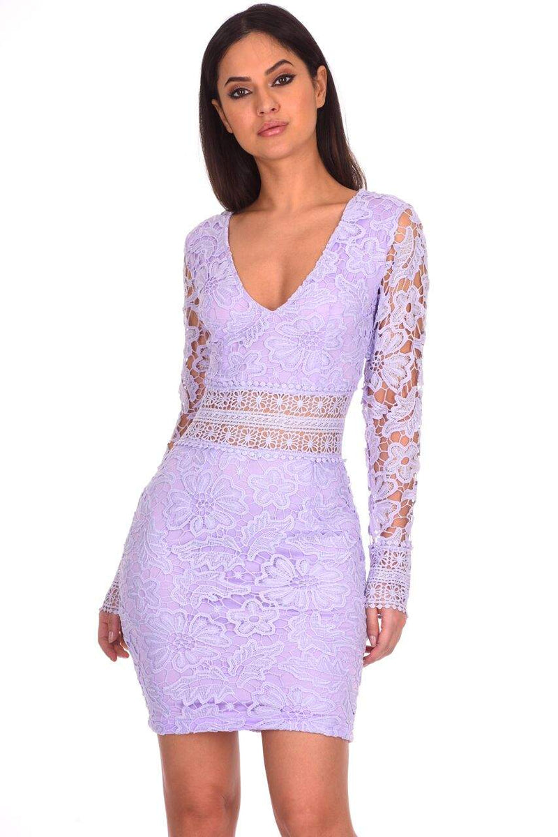 Lilac Crochet Detailed Dress