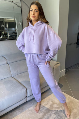 Lilac Cropped Hoodie Lounge Set