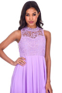 Lilac High Neck Crochet Maxi Dress