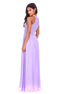 Lilac Lace Choker Neck Maxi Dress