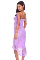 Lilac Lace Fishtail Hem Bodycon Dress