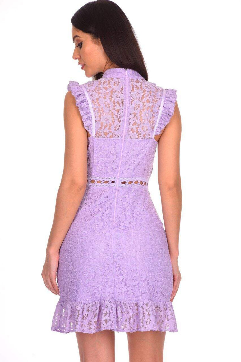 Lilac Lace Frill Detail Dress