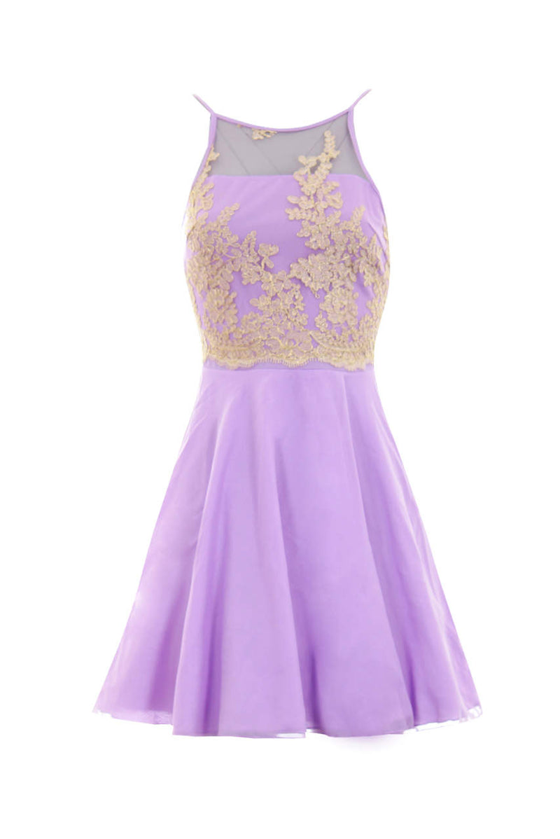 Lilac Mesh Gold Embroidered Skater Dress AX Paris US Lilac Mesh Gold Embroidered Skater Dress AX Paris US