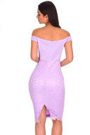 Lilac Notch Front Lace Detail Midi Dress