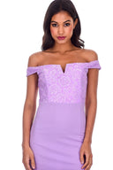 Lilac Notch Front Off The Shoulder Maxi dress