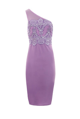 Lilac One Shoulder Sequin Embroidered Bodycon