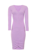 Lilac Ruched Sleeved Dress