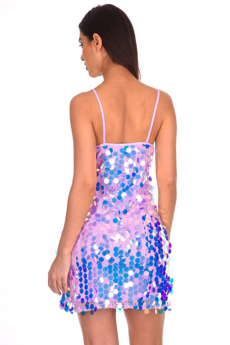 Lilac Sequin Swing Dress