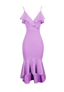 Lilac Wrap Fishtail Midi Dress