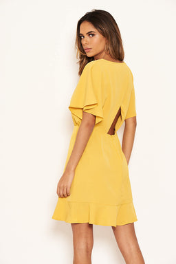 Mustard Cross Over Back Dress
