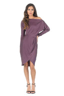 Mauve Relaxed Shoulder Wrapped Midi Dress