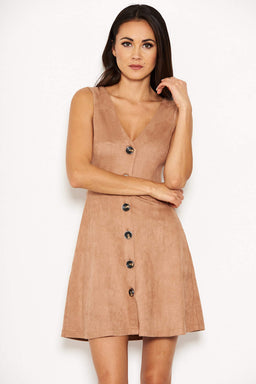 Mink Suede Button Front Dress