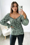 Mint Animal Printed Milkmaid Top