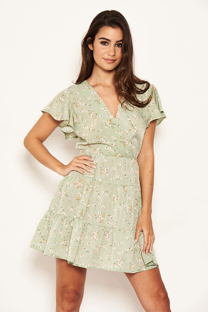 Mint Ditsy Print Summer Dress