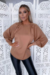 Mocha Balloon Sleeve Cuff Top