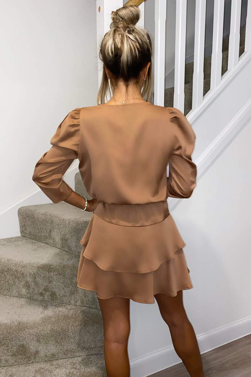 Mocha Tiered Mini Dress