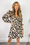 Multi Animal Print Long Frill Sleeve Dress