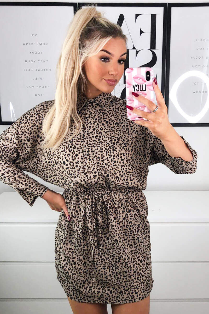 Multi Animal Print Shirt Dress