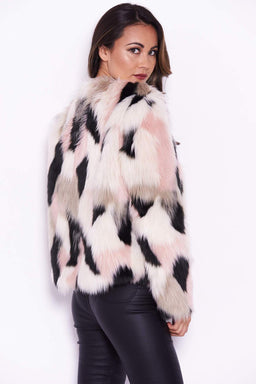 Multi Colour Faux Fur Coat
