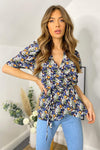 Multi Floral Printed Wrap Blouse