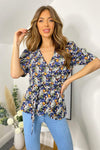 Multi Floral Printed Wrap Blouse